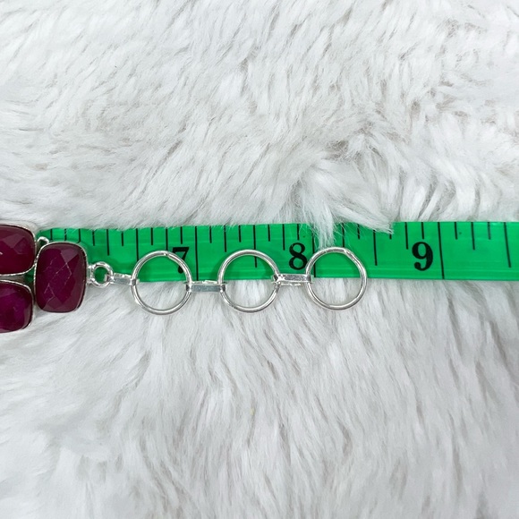 Stunning Faceted Ruby 925 Large Necklace & Bracelet Set - Picture 5 of 8